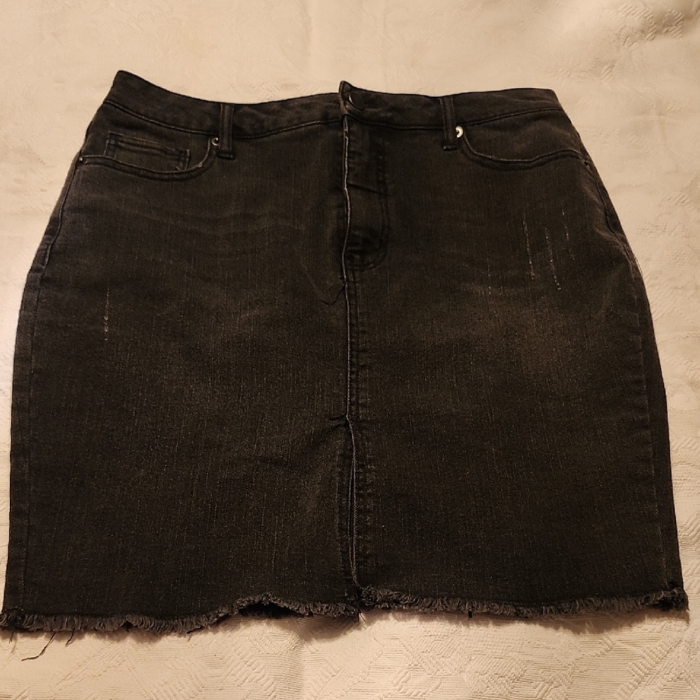 Classic Black Denim Skirt